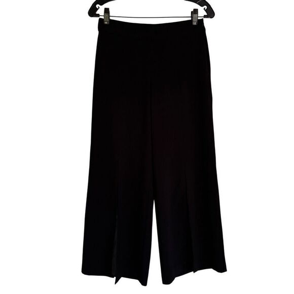 Trina Turk Davon Cropped Wide-Leg Pants With Front Slits 0 Black - Picture 7 of 10